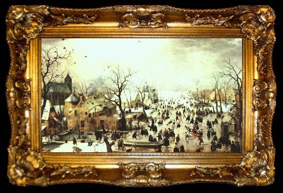 framed  AVERCAMP, Hendrick A Scene on the Ice near a Town  f, ta009-2